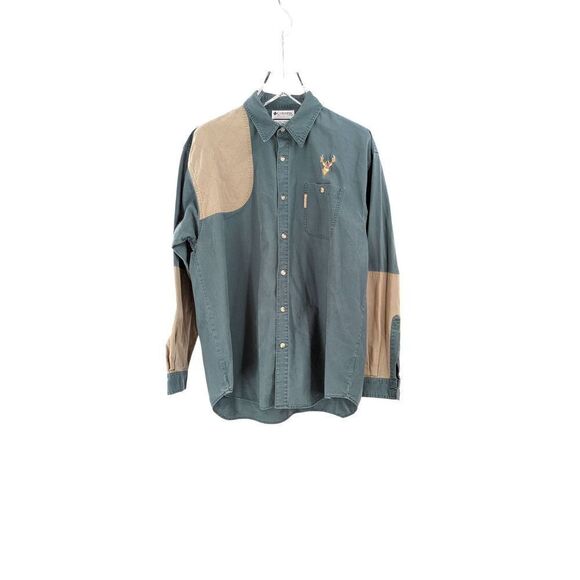 Columbia Men's Brown Embroidered Deer Canvas Shooting Shirt Green Size XL - Picture 2 of 10